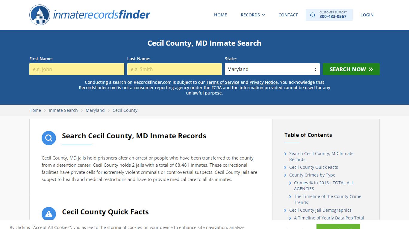 Cecil County, MD Inmate Lookup & Jail Records Online